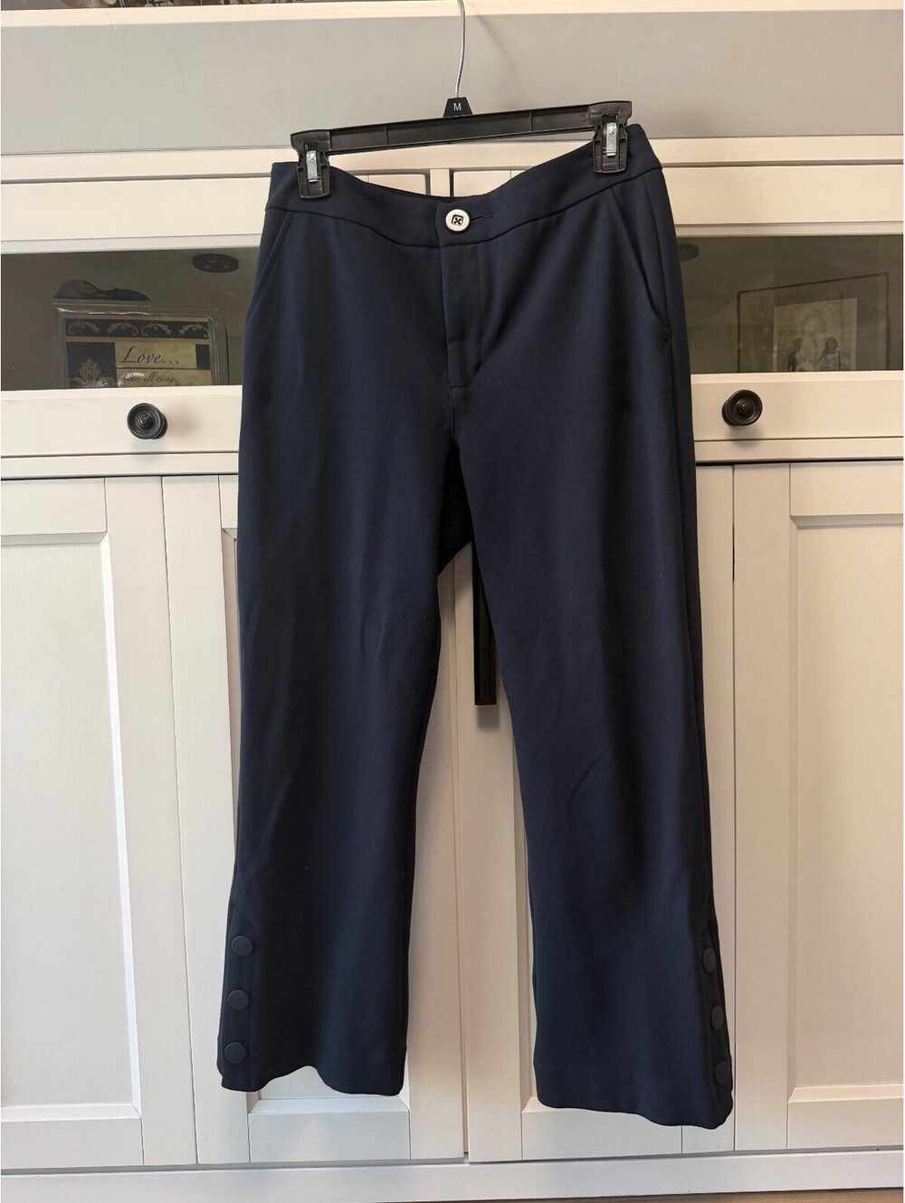 Cabi Women’s Size 4 Navy Blue Button Hem Flare Dress Pants Trousers